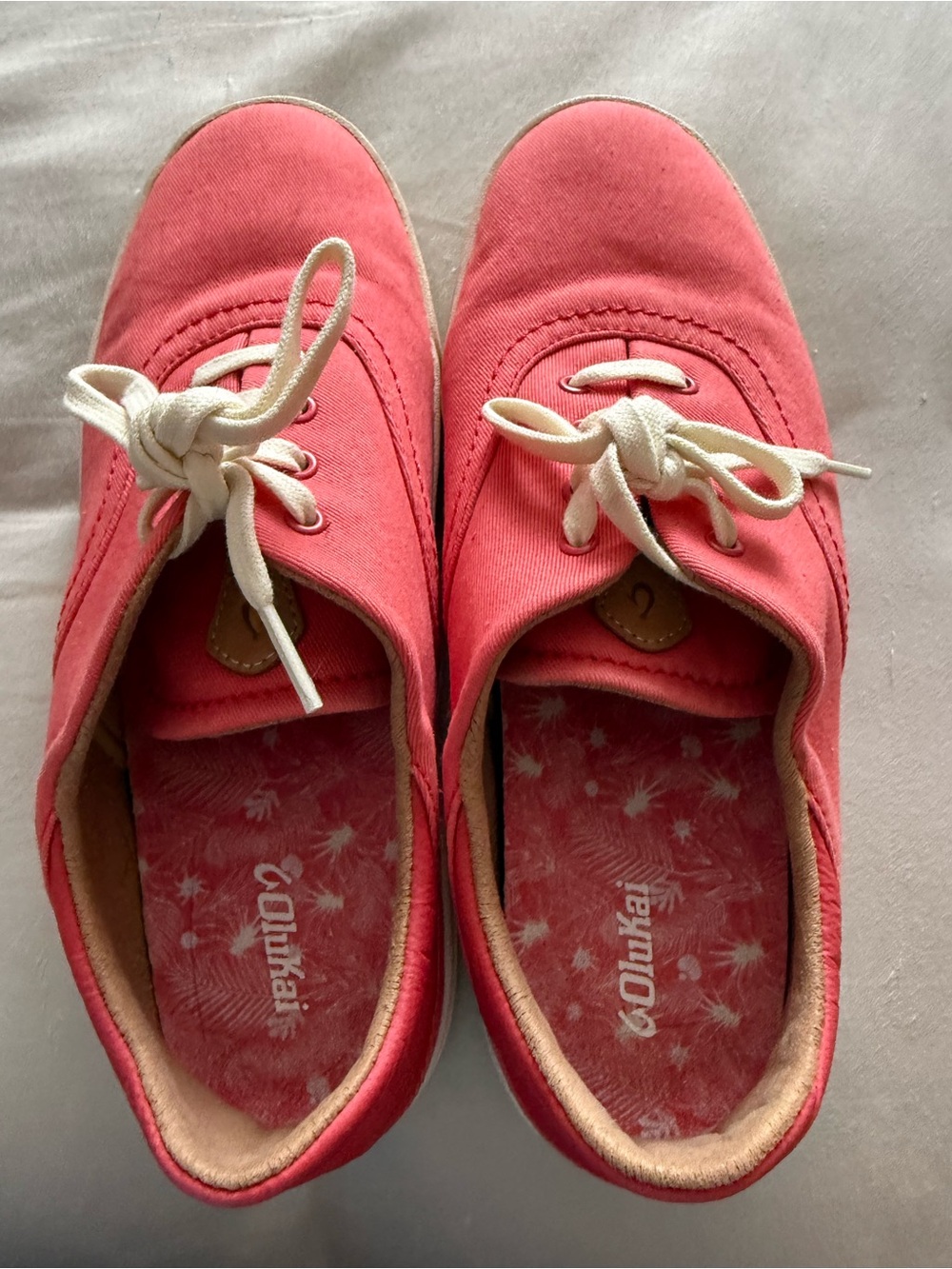 Olukai Women's Pink Canvas Lace-Up Shoes Size 8
